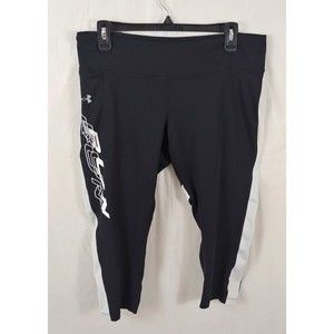 Under Armour Womens Capri Pants XL Black White Running Reflective Leggings